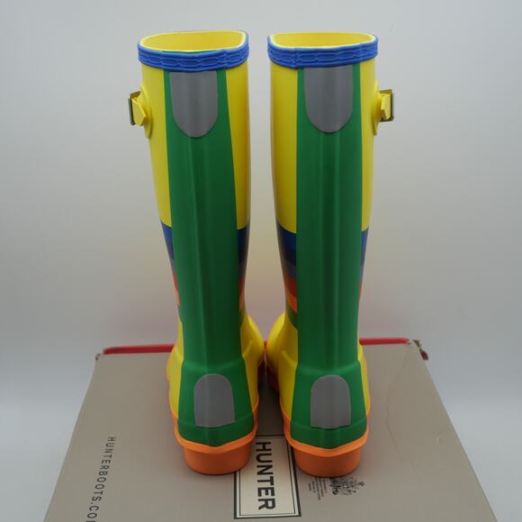 NEW HUNTER Original Wiggle Rainbow Boots Kids Tall Rain Yellow Wellies UK 1 - Picture 5 of 12